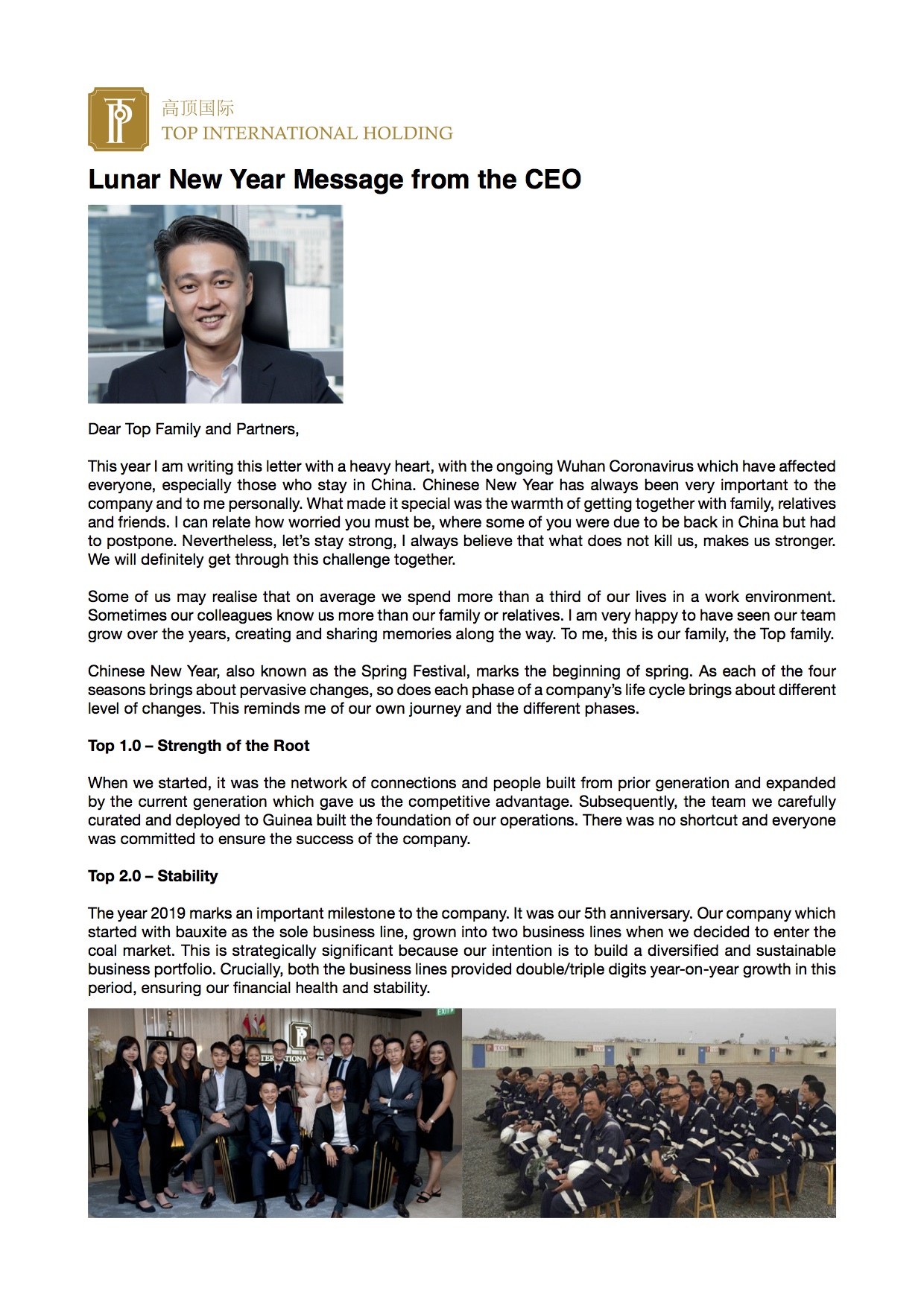 2020 Lunar New Year Message from the CEO
